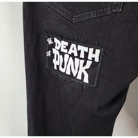 mnml Jeans Mens 40 Vintage Black New Order Corporate Rock Still Sucks Denim NWT - Picture 14 of 16